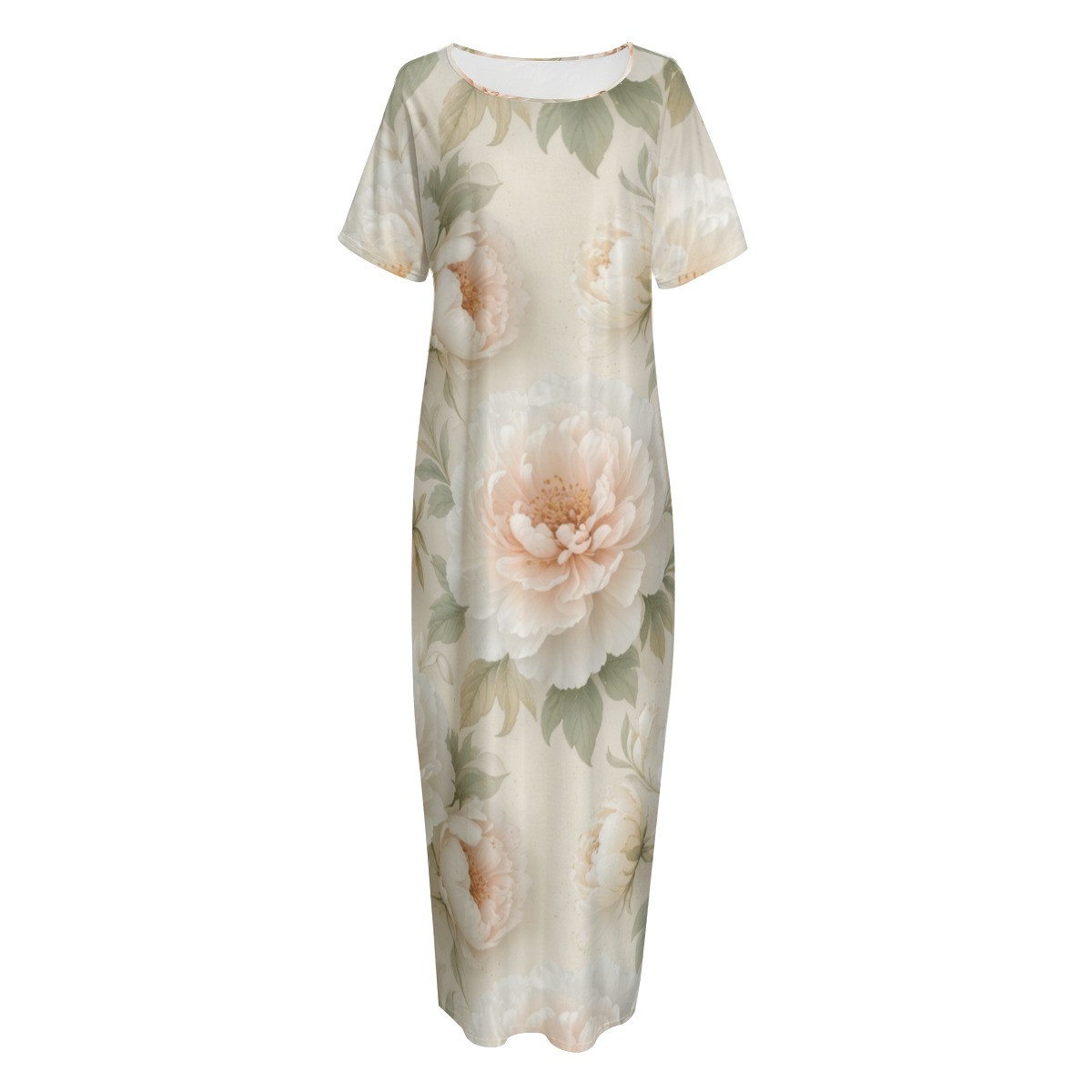 All-Over Print Women's Long Dress With Pocket (P9EZX)