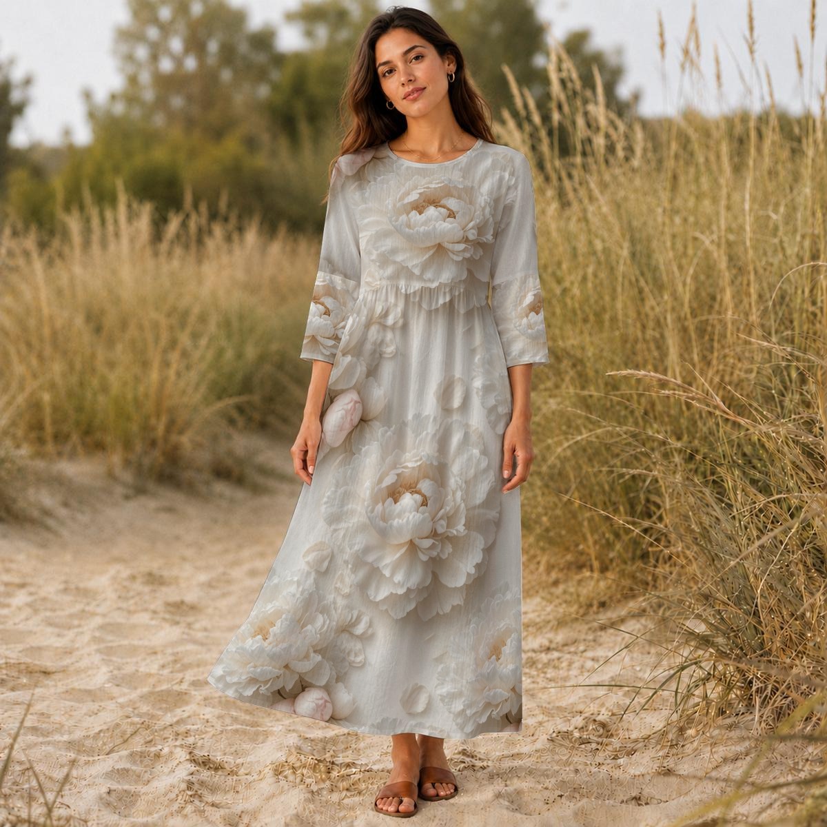 All-Over Print Women's Long Sleeve Dress (P9K87)