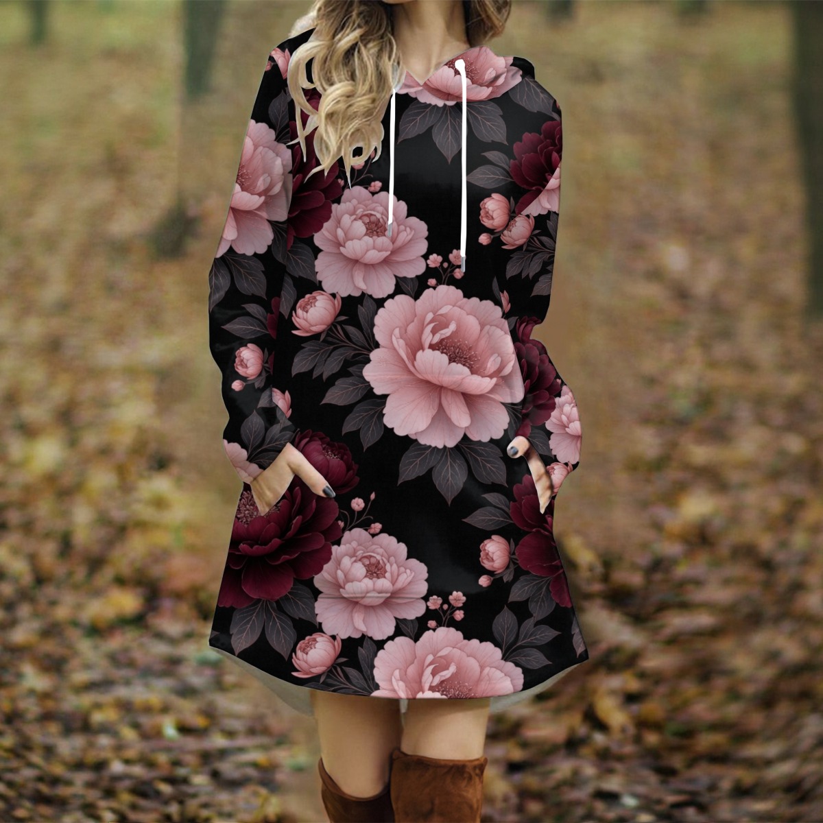 All-Over Print Women's Longline Hoodie Dress (P9QNR)