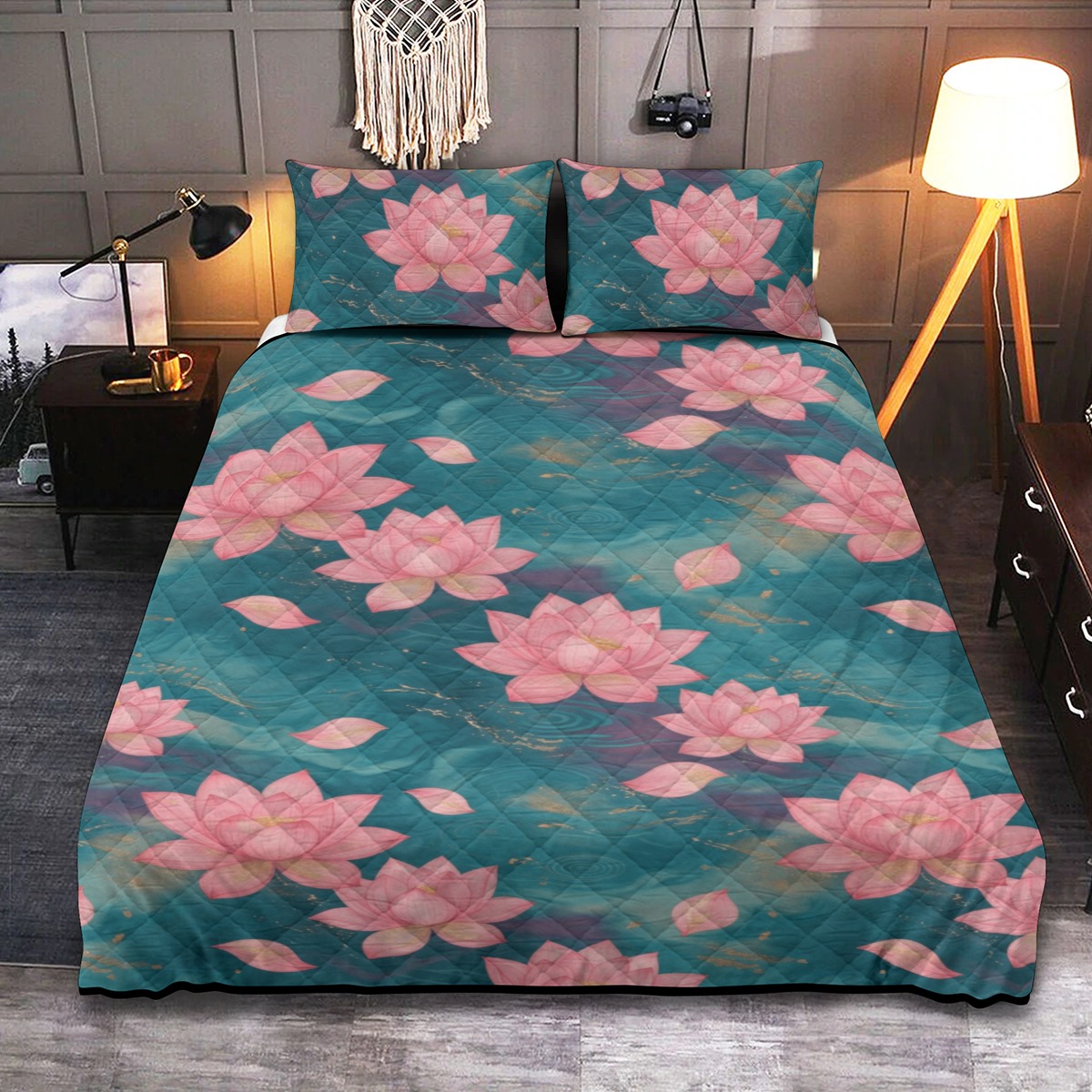 Quilt & Pillow Cases With  Edge-wrapping Strips (P9N59)