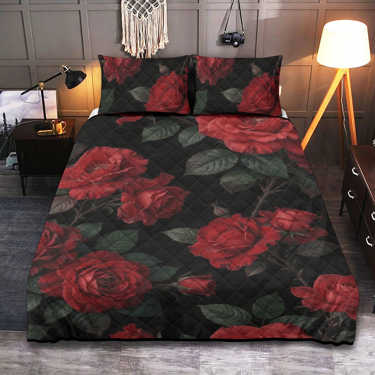 Quilt & Pillow Cases With  Edge-wrapping Strips (P9N3B)