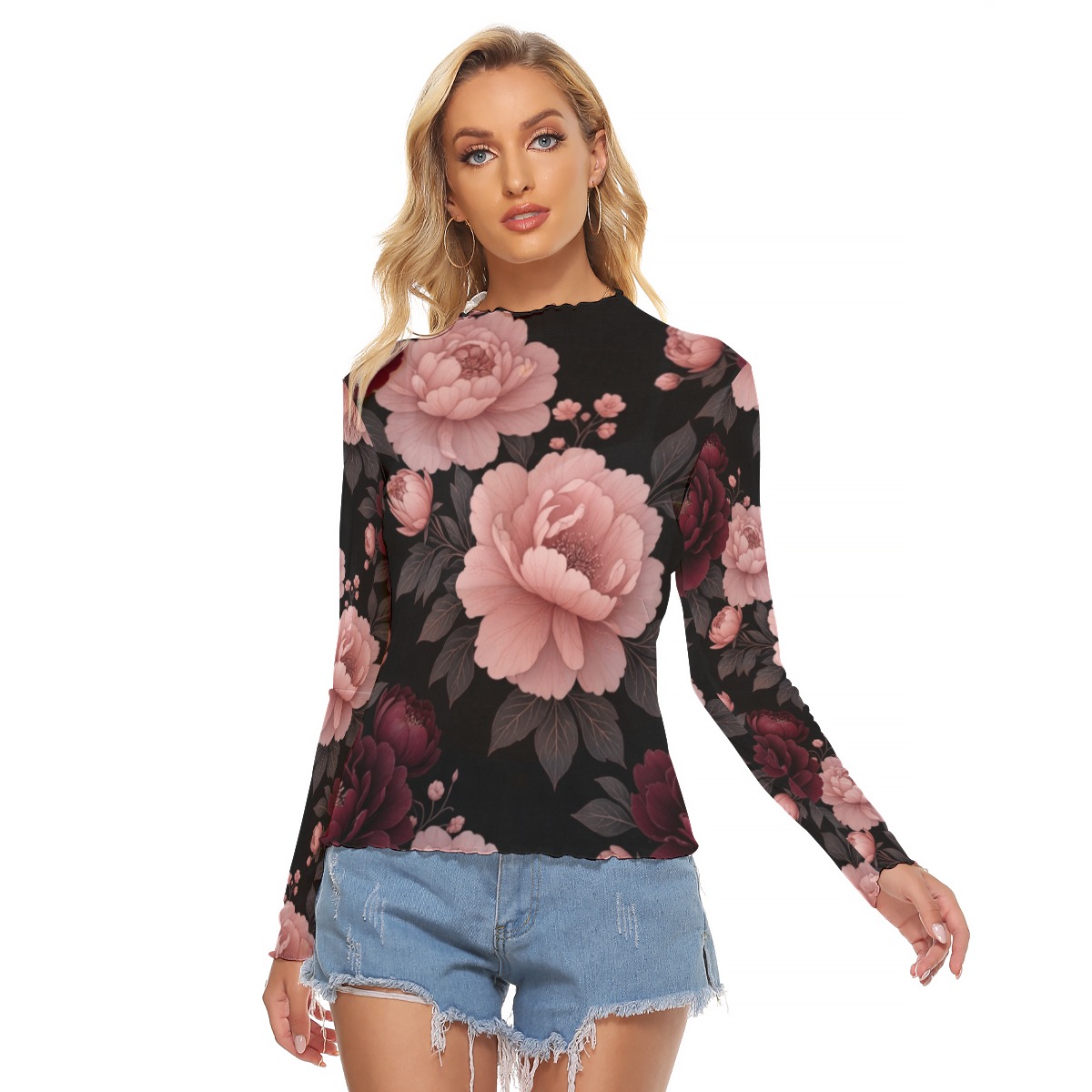 All-Over Print Women's Mesh T-shirt (P9TFE)