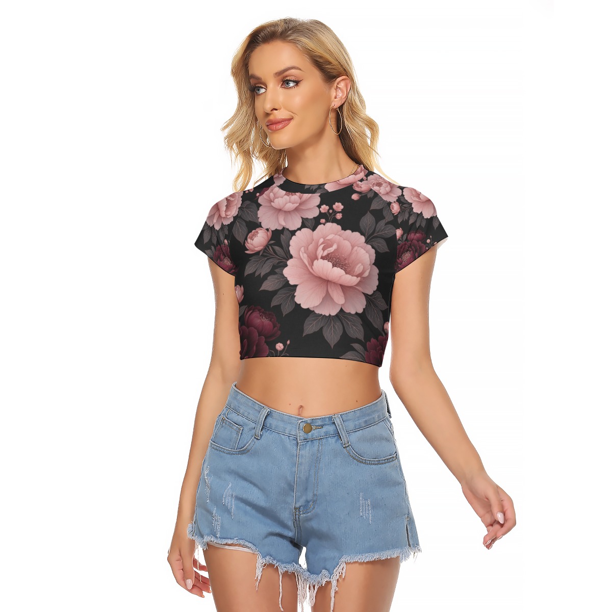 All-Over Print Women's Raglan Cropped T-shirt (P9TFK)