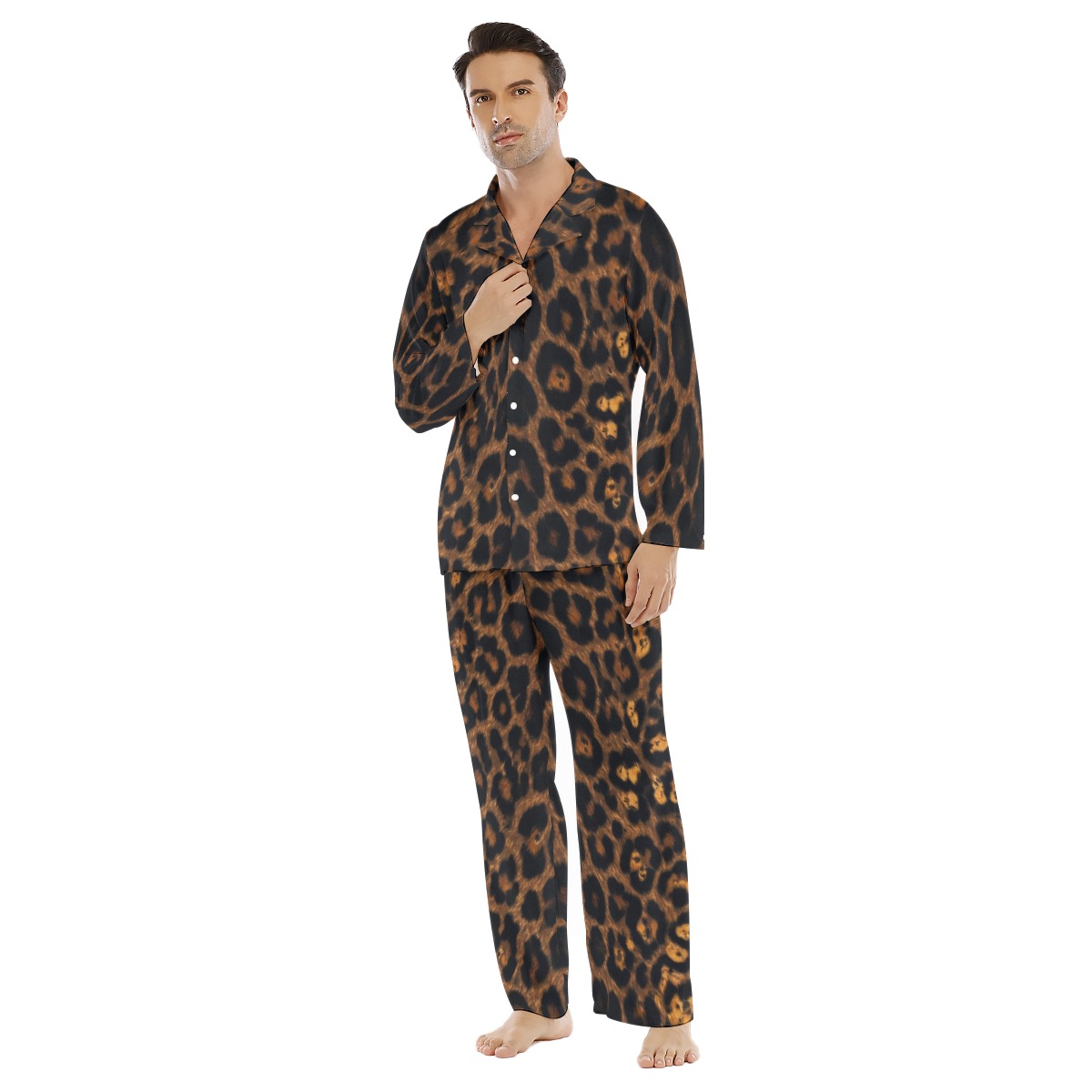 All-Over Print Men's Lapel Pajama Set (PA68H)