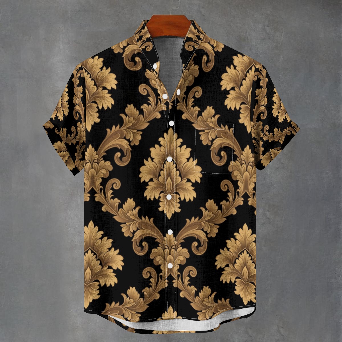 Stand collar shirt, cotton poplin