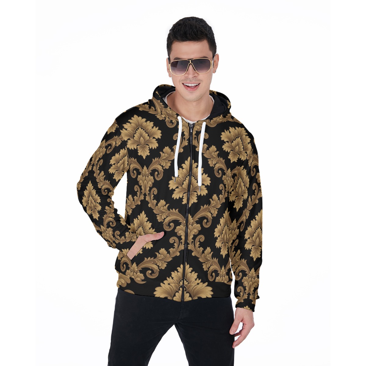 All-Over Print Men's Heavy Fleece Zip Up Hoodie (P9ZFM)