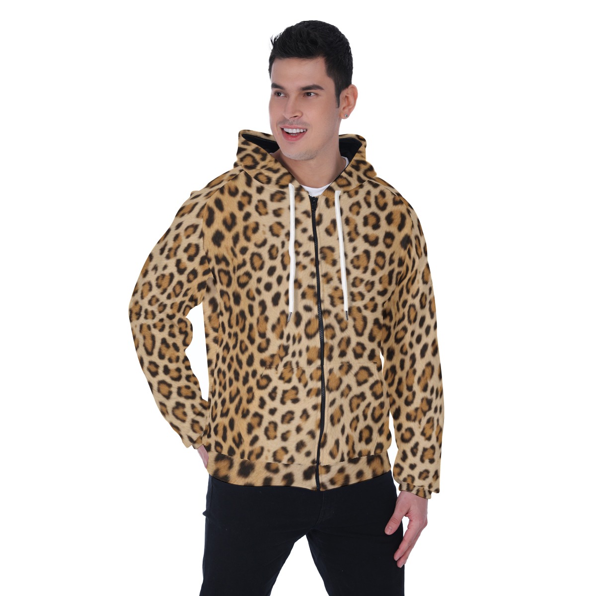 All-Over Print Men's Heavy Fleece Raglan Zip Up Hoodie With Pocket (PA6HY)