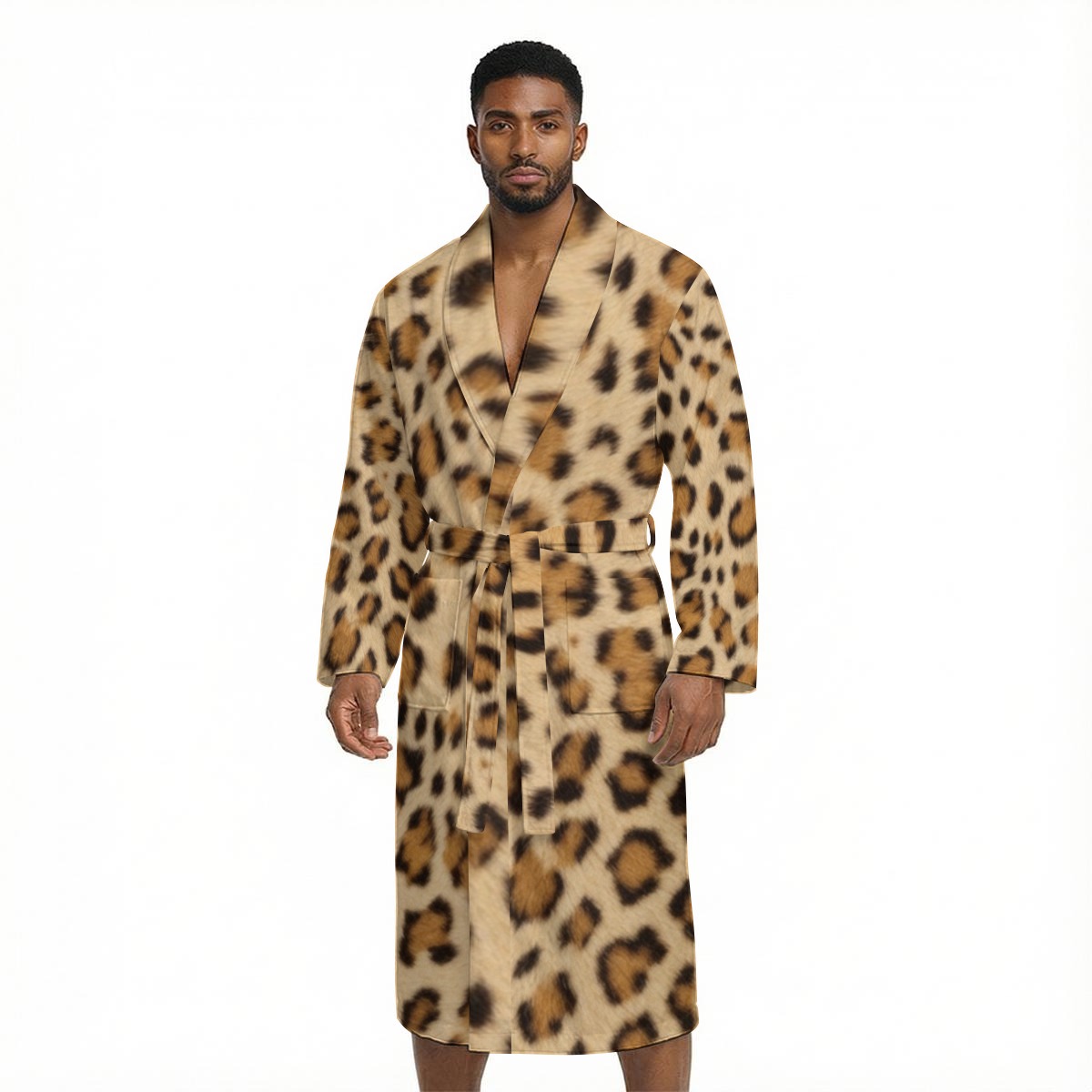 All Over Print Men’s Fleece-Lined Bathrobe with Belt (PA7PT)