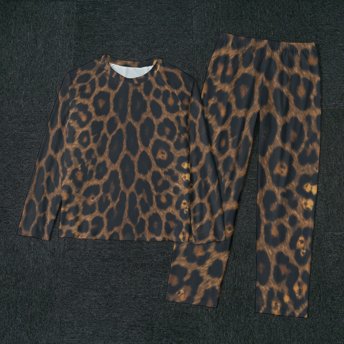 All-Over Print Men's Raglan Sleeve Pajamas With Wide Ankles (PA68D)