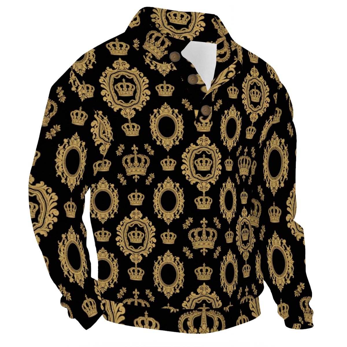 All-Over Print Men’s Casual Pullover Shirt With Half Zipper (P9Z8X)