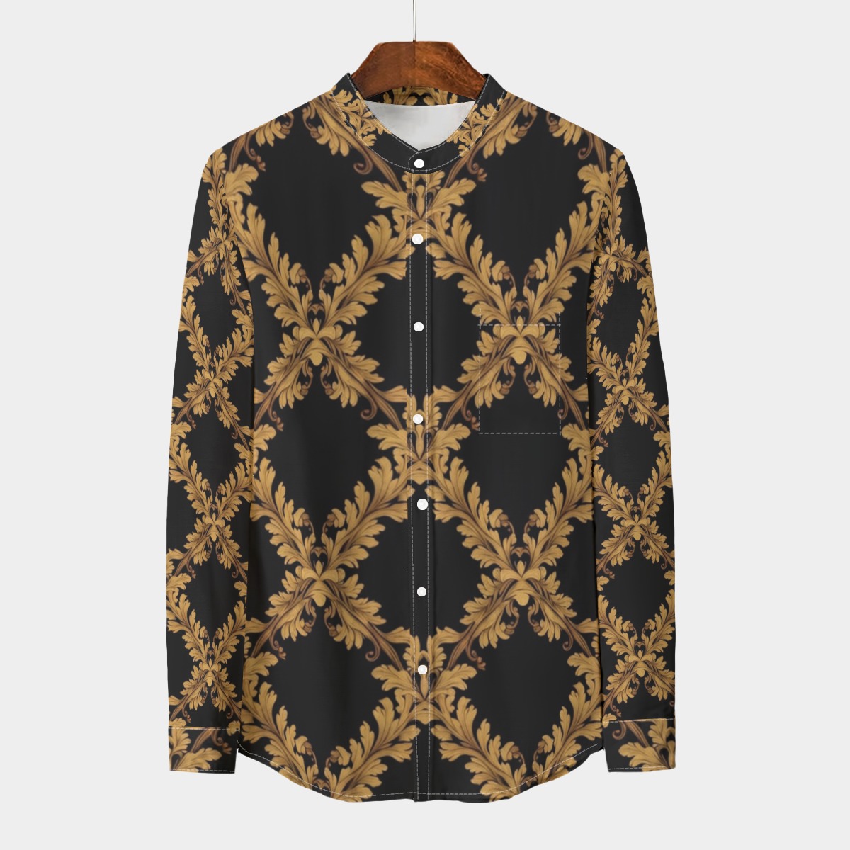 Stand collar shirt, linen