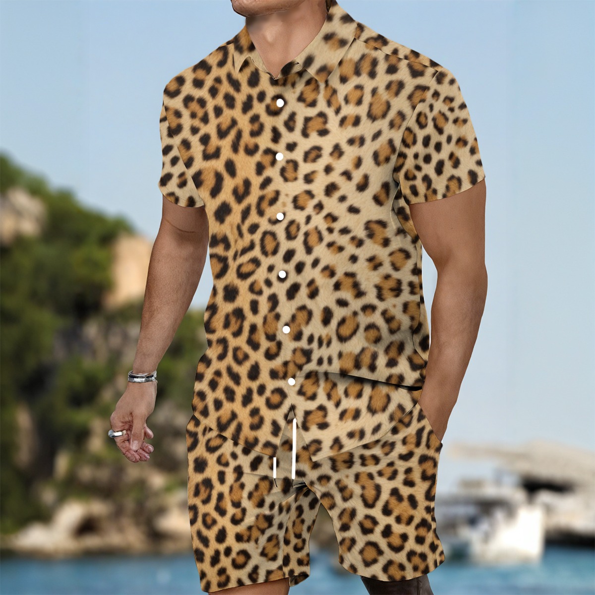 All-Over Print Men's Summer Shirt Set (PA7A8)