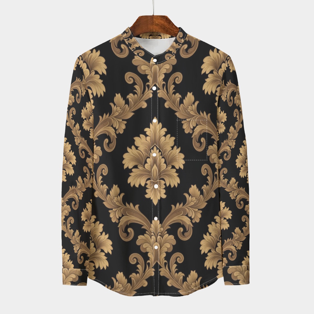 Stand collar shirt, linen