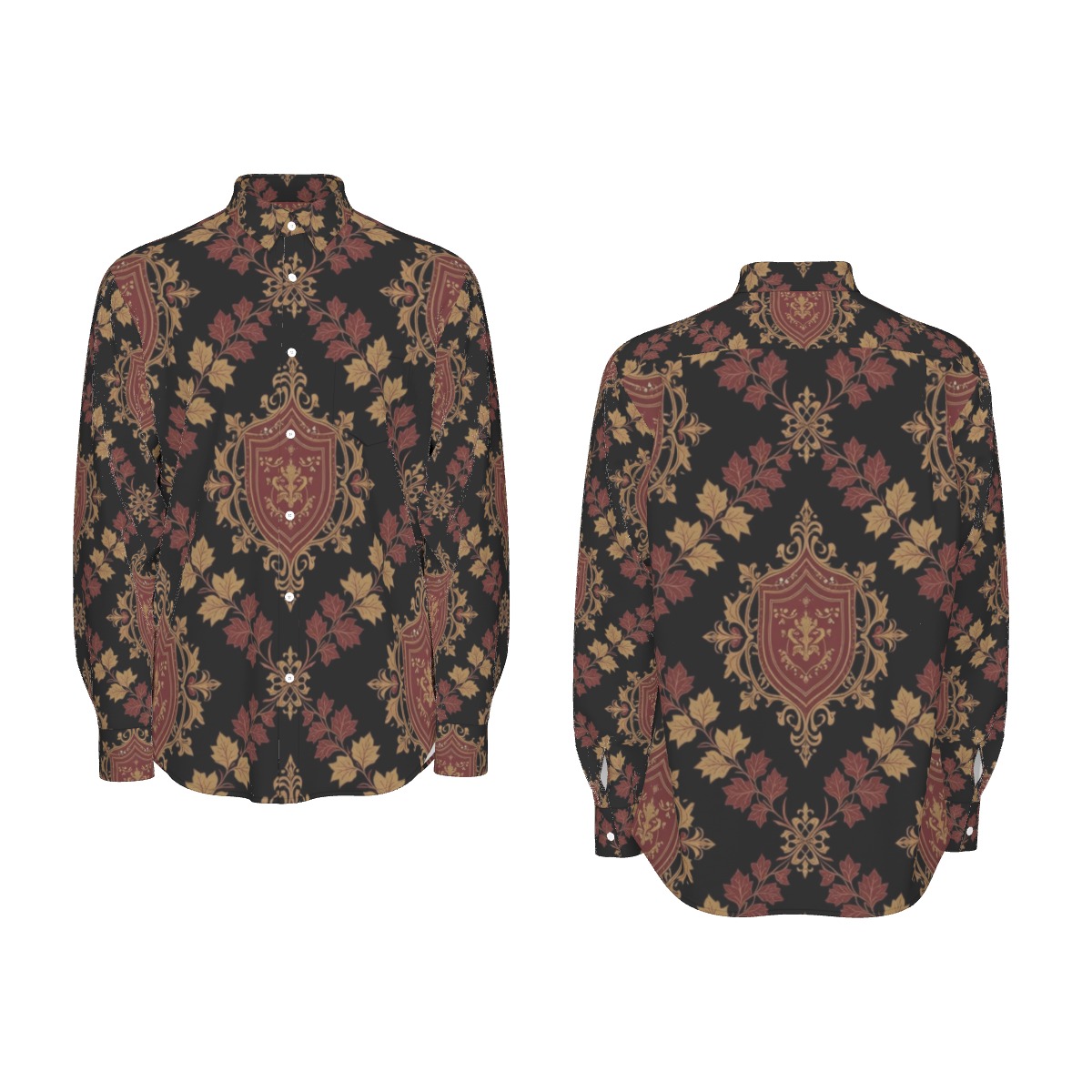 All-Over Print Men's Long Sleeve Shirt | 115GSM Cotton poplin (PA4MB)