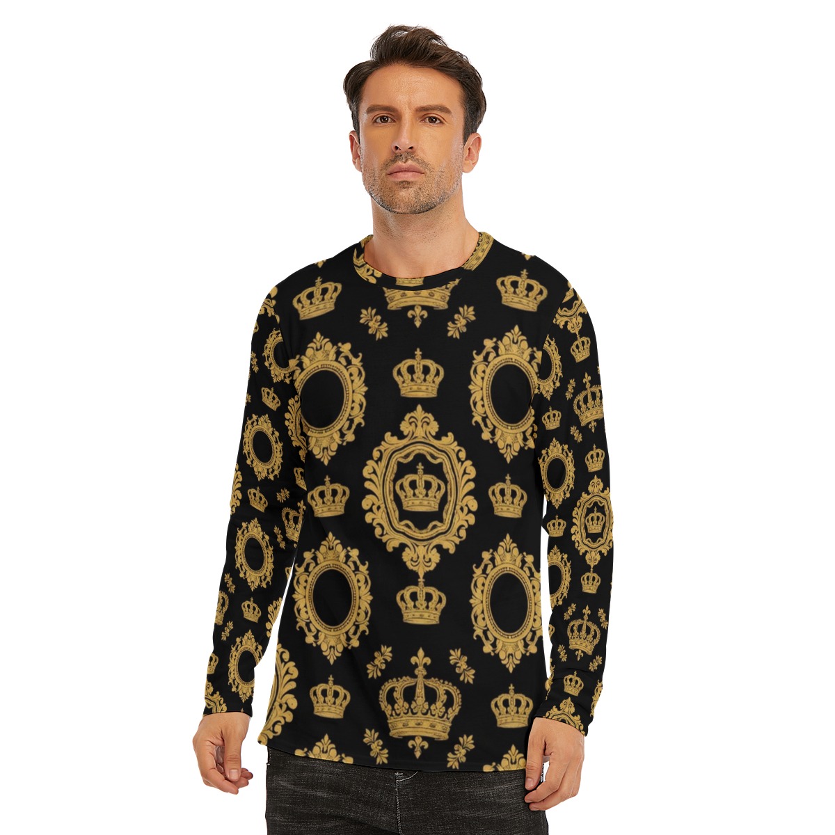 All-Over Print Long Sleeve T-Shirt | 190GSM Cotton (PA5E7)
