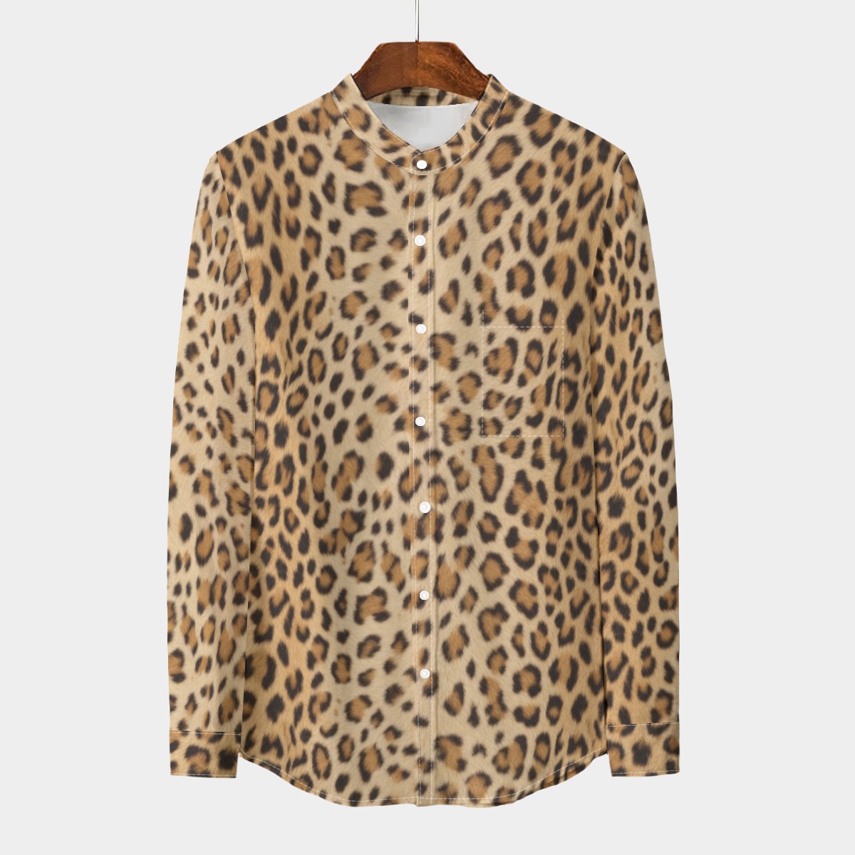 Stand collar shirt, linen