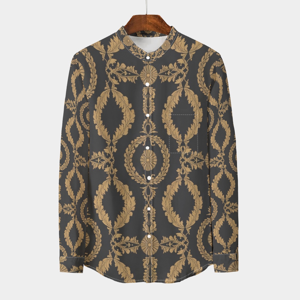 Stand collar shirt, linen