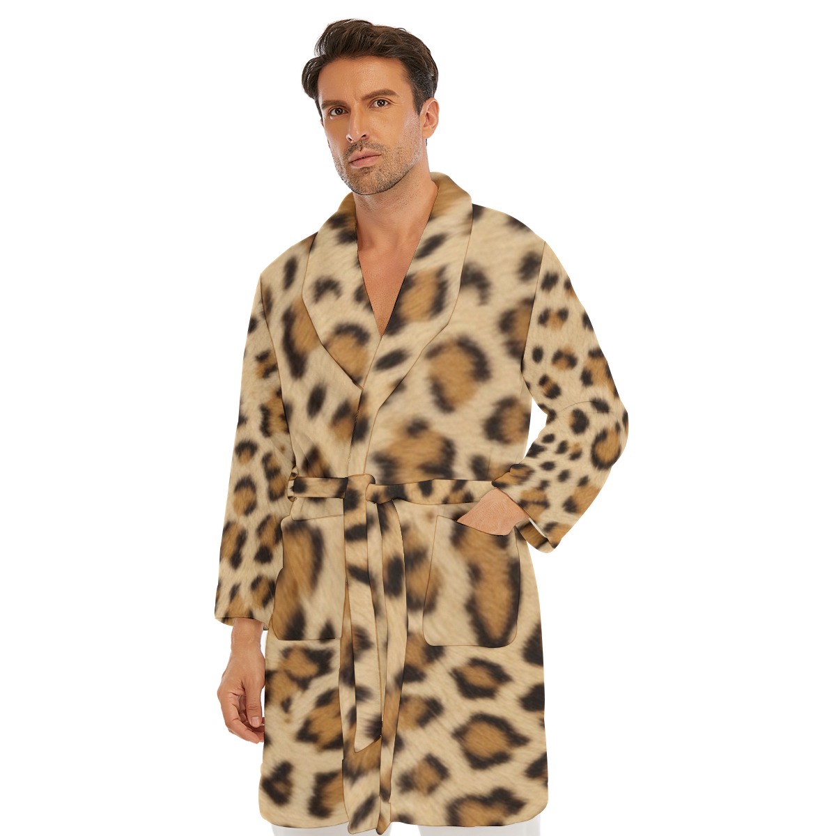 All-Over Print Men's Borg Fleece Robe (PA7PX)