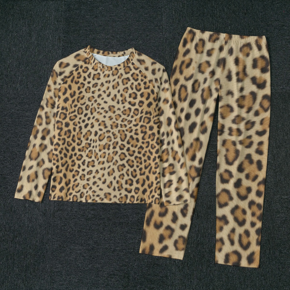 All-Over Print Men's Raglan Sleeve Pajamas With Wide Ankles (PA7PY)