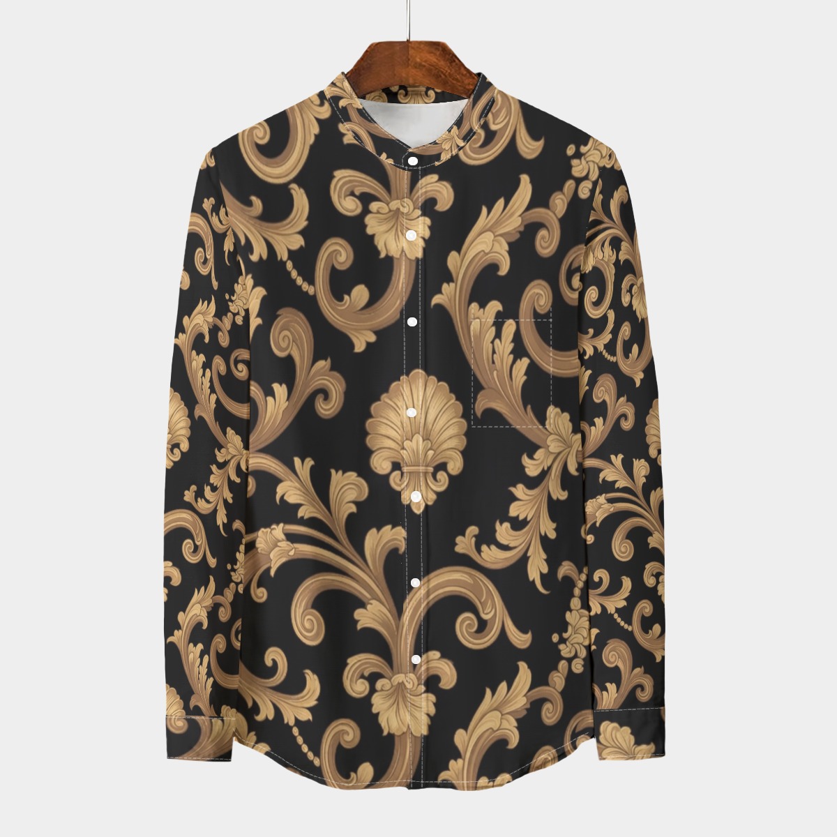 Stand collar shirt, linen