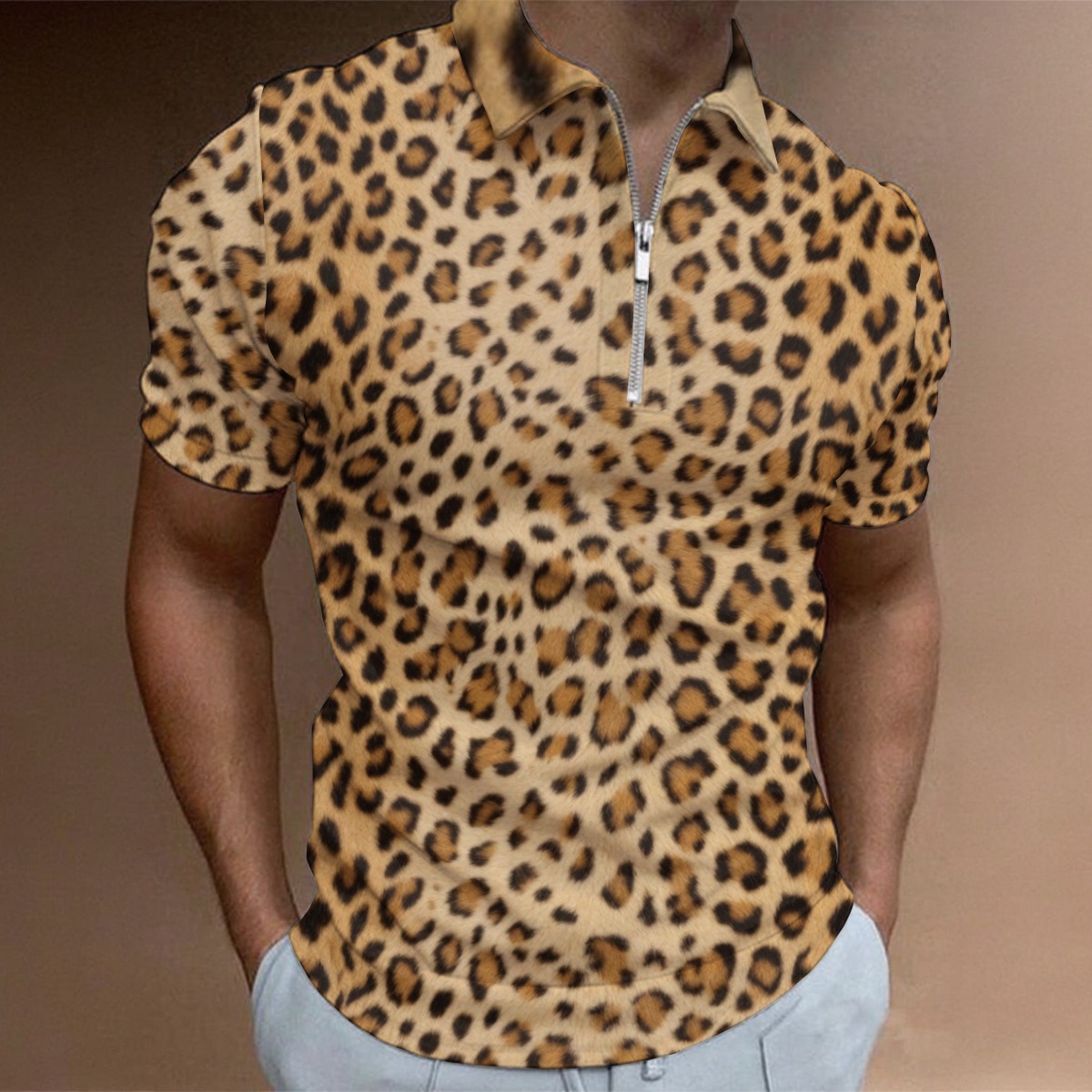 All-Over Print Men's Half Zip Polo Shirt With Short Sleeve (PA7AP)
