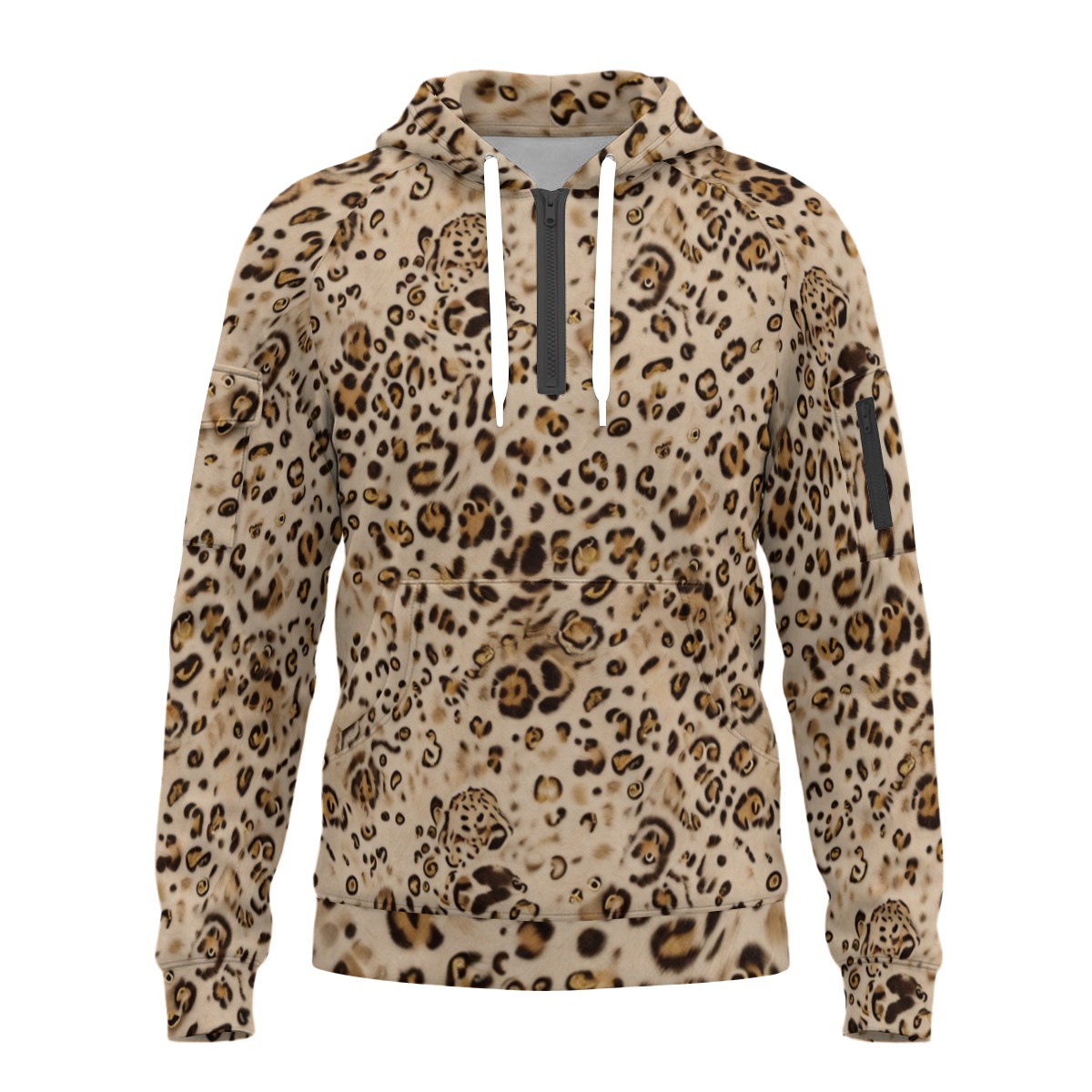 All-Over Print Men’s Fleece Half-Zip Hoodie With Arm Pockets (PAH1S)