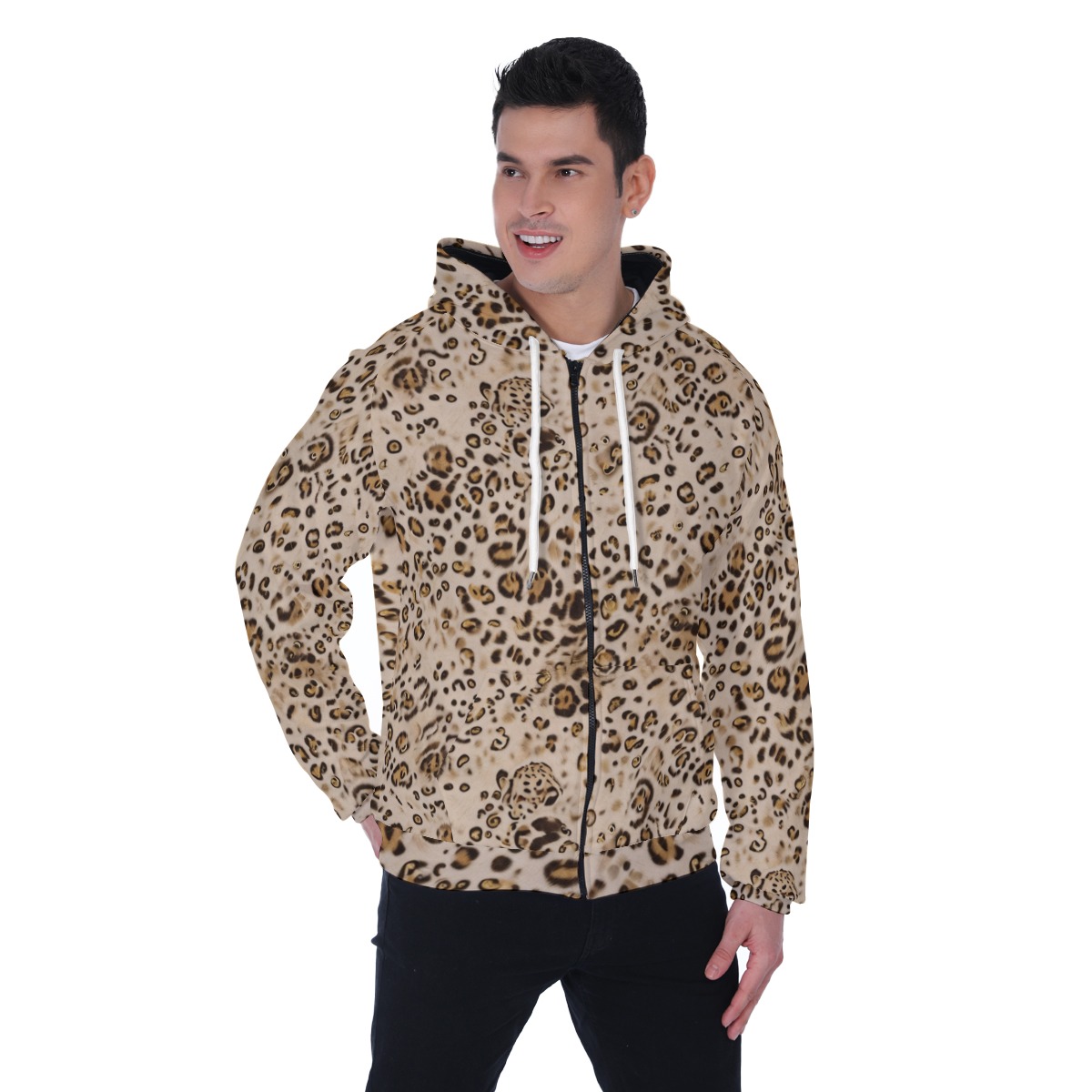 All-Over Print Men's Heavy Fleece Raglan Zip Up Hoodie With Pocket (PAH1Y)