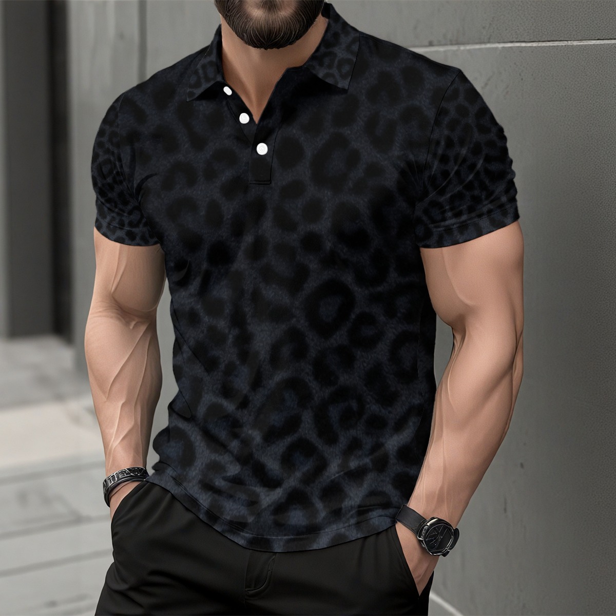 All-Over Print Men's Short Sleeve Button Polo Shirt (PAEV1)