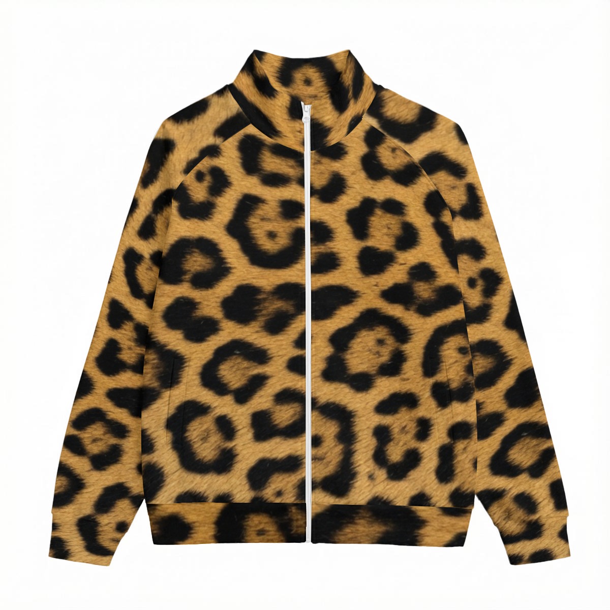 All-Over Print Unisex Stand Up Collar Jacket With Raglan Sleeve With White Zipper | 310GSM Cotton (PAD6P)