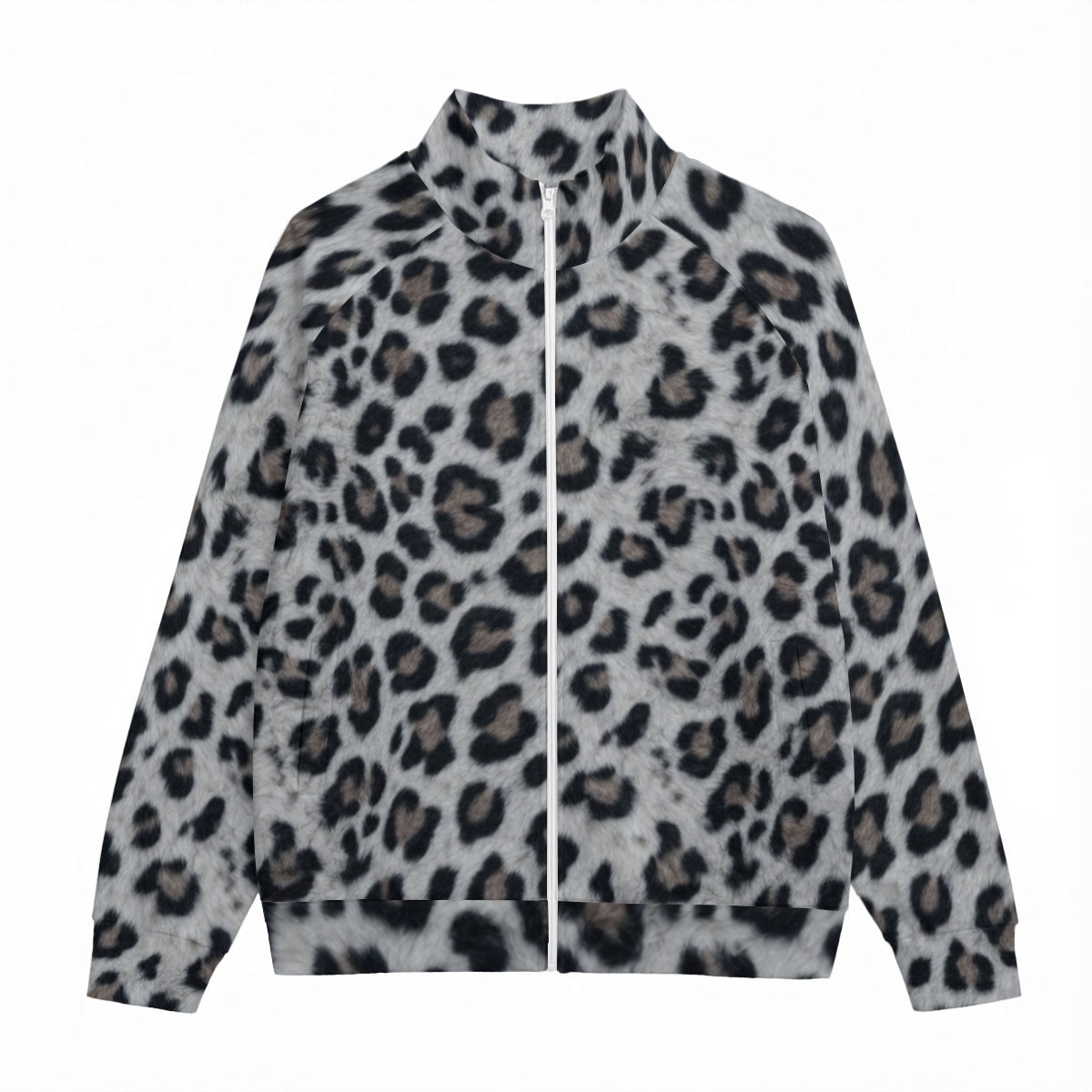 All-Over Print Unisex Stand Up Collar Jacket With Raglan Sleeve With White Zipper | 310GSM Cotton (PAGGK)