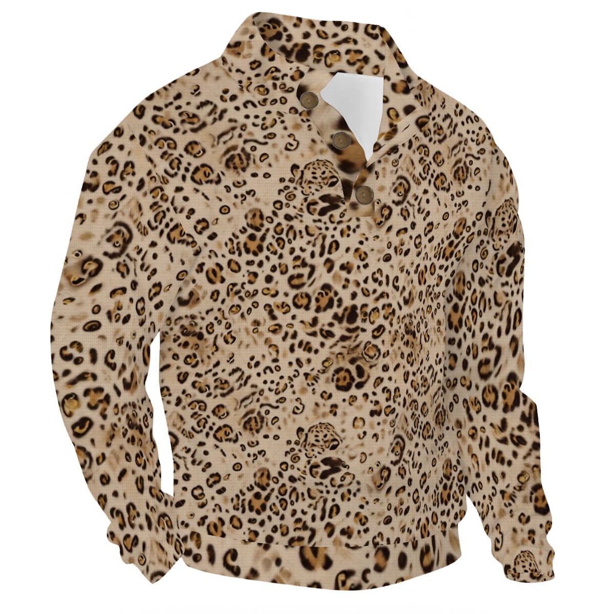All-Over Print Men’s Casual Pullover Shirt With Half Zipper (PAH1Z)