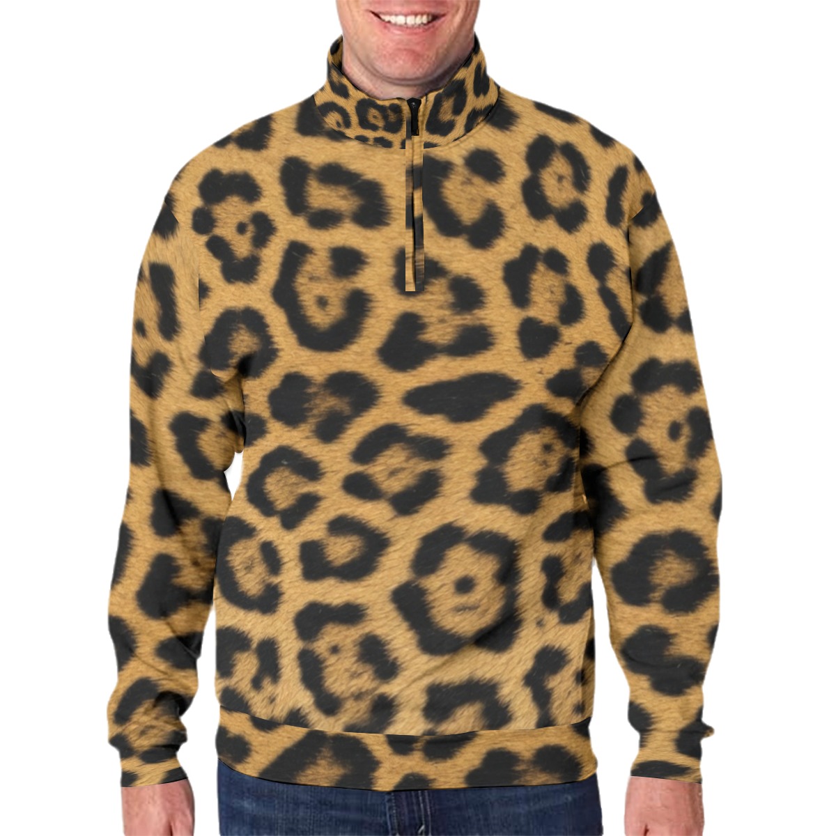 All-Over Print Men's Hidden Half-Zip Placket Hoodie (PAD3J)