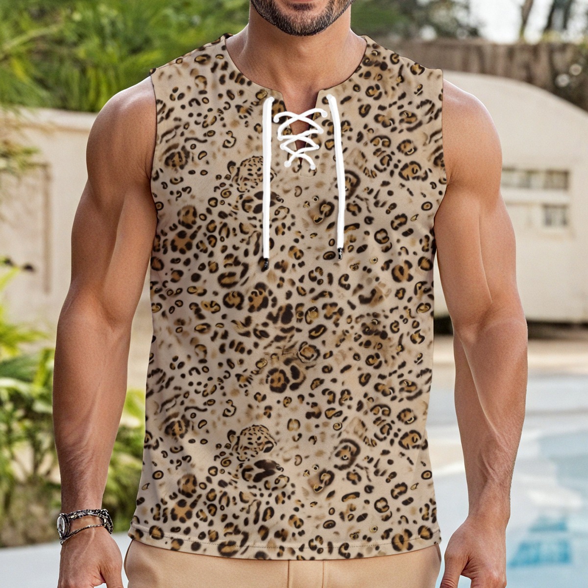 All-Over Print Men's Tank Top With Drawstring (PAH3U)