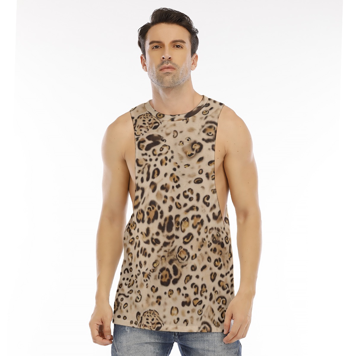 All-Over Print Men's O-neck Long Tank Top (PAH3N)