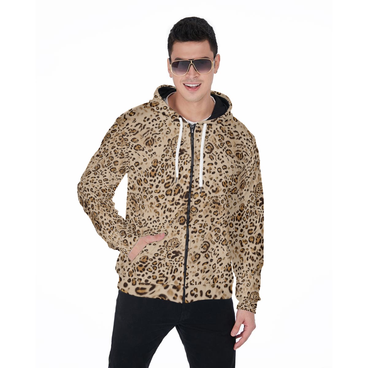 All-Over Print Zip Up Hoodie With Pocket (PAH1T)