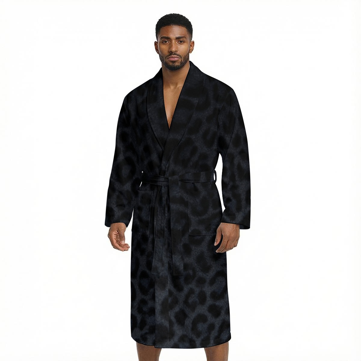 All Over Print Men’s Fleece-Lined Bathrobe with Belt (PAEXR)