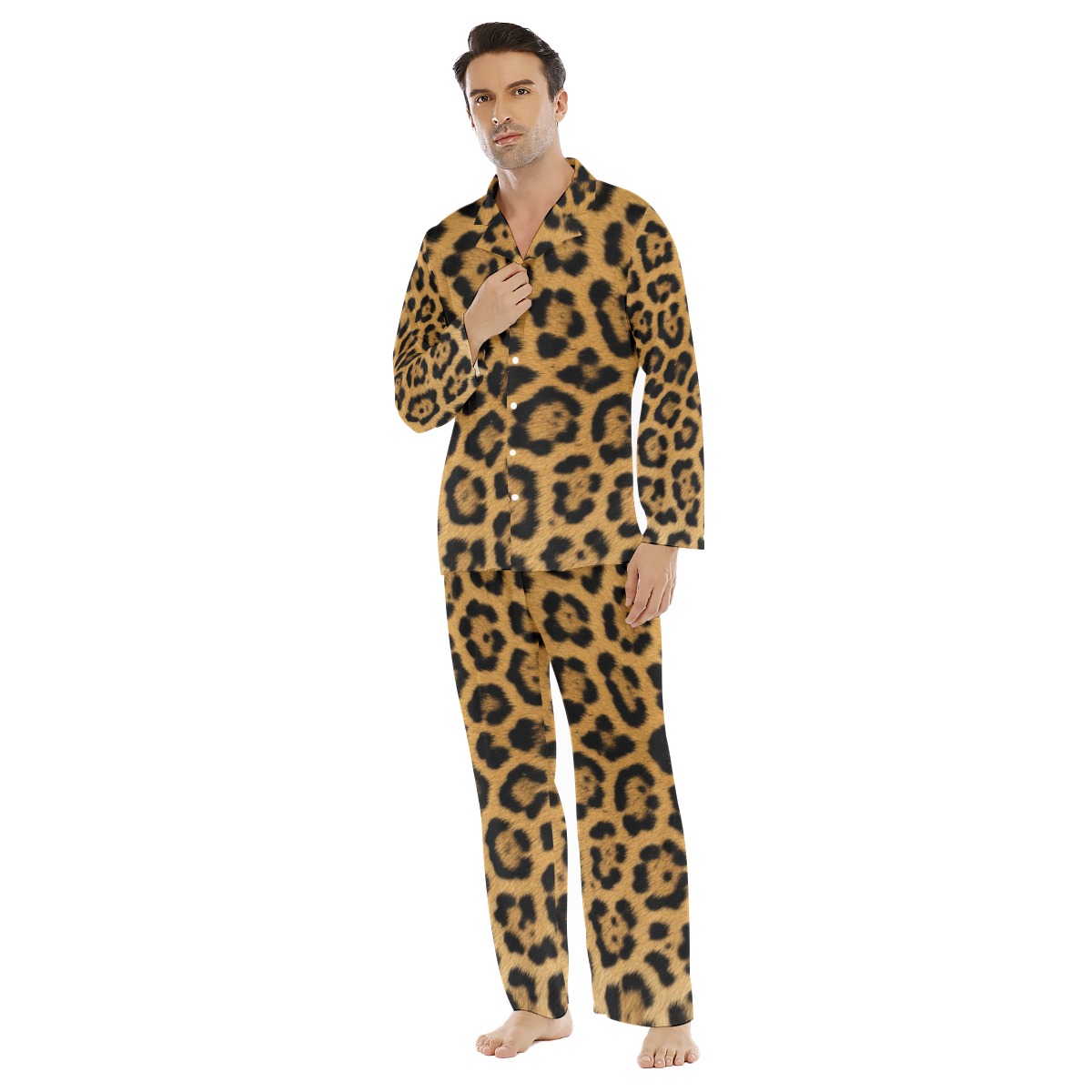All-Over Print Men's Lapel Pajama Set (PAD7W)