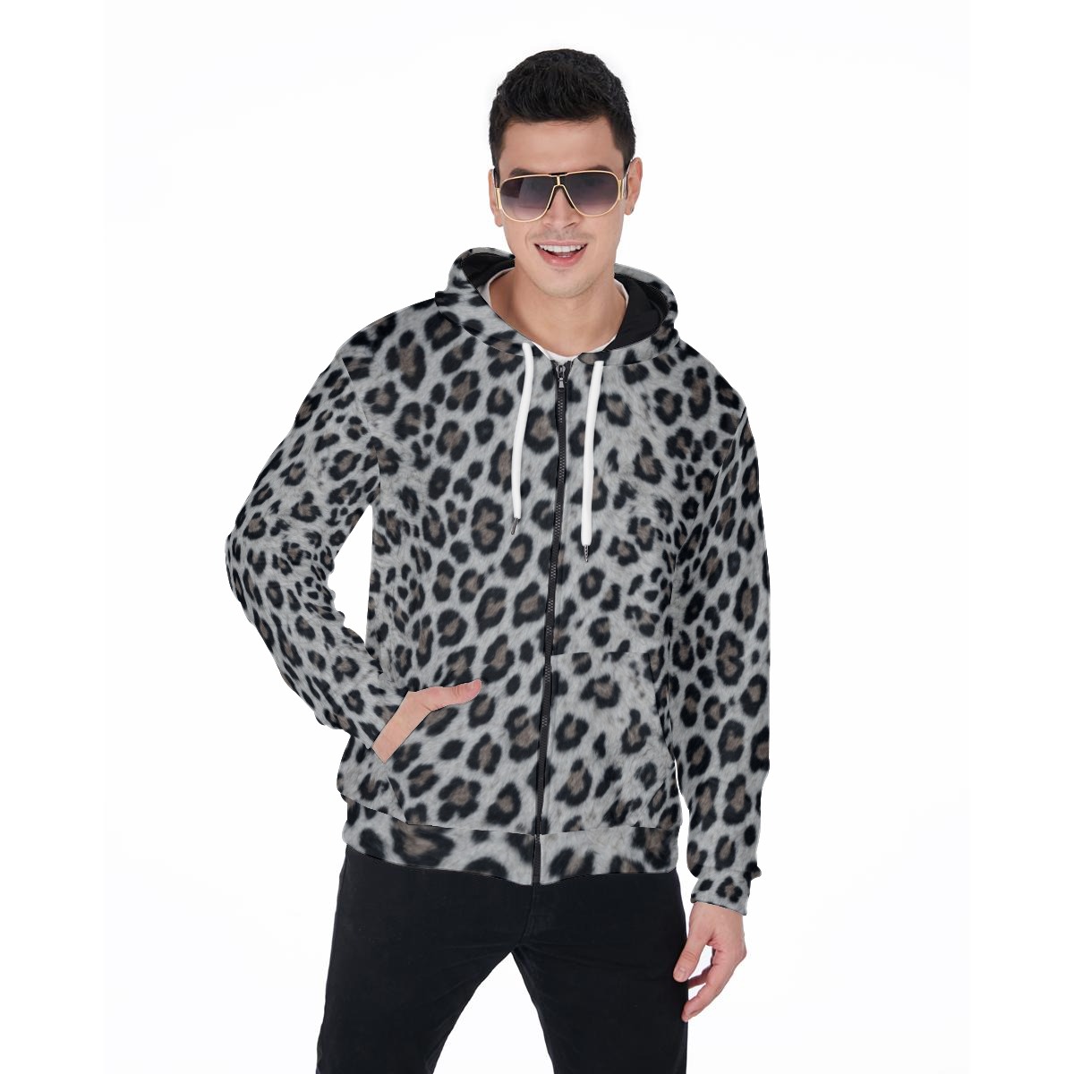 All-Over Print Zip Up Hoodie With Pocket (PAGE2)