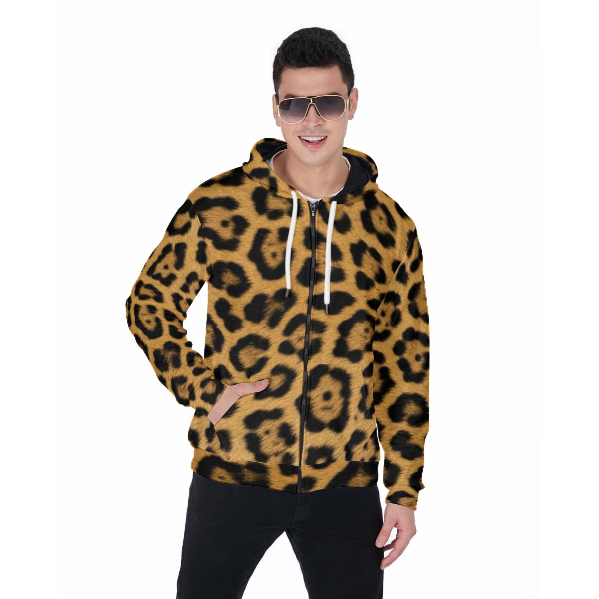 All-Over Print Zip Up Hoodie With Pocket (PAD3F)