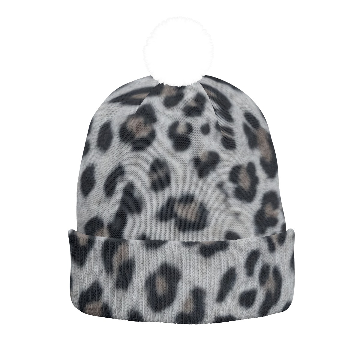 All-Over Print Knitted Hat With Pom-Pom (PAGLL)