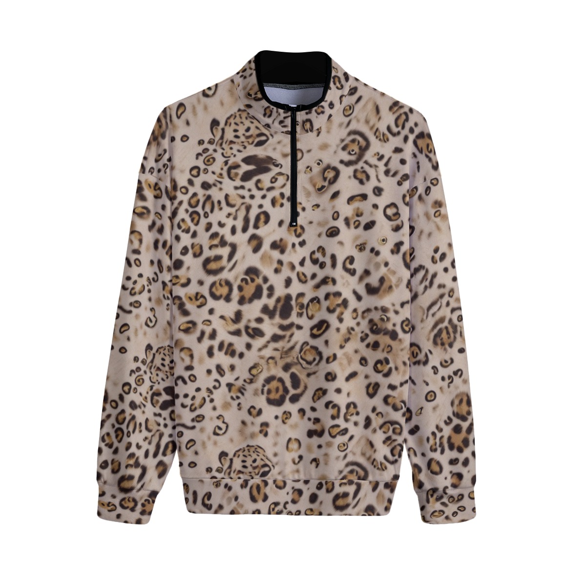 All-Over Print Men's Stand-up Collar Sweater With Zipper Closure (PAH44)