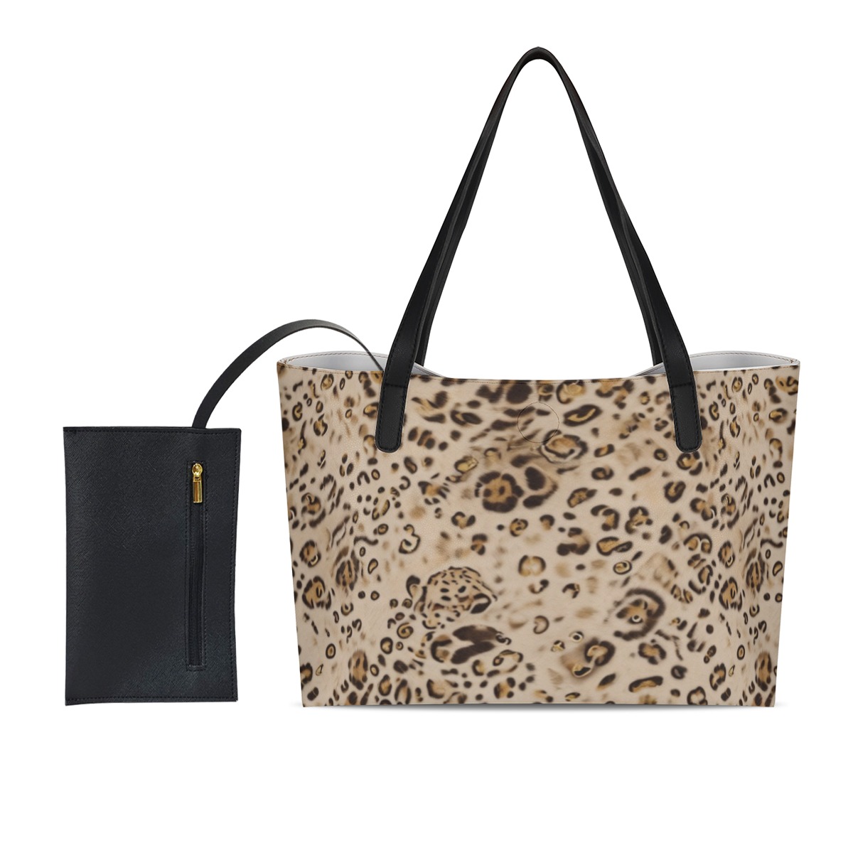 Shopping Tote Bag With Black Mini Purse (PAH8W)