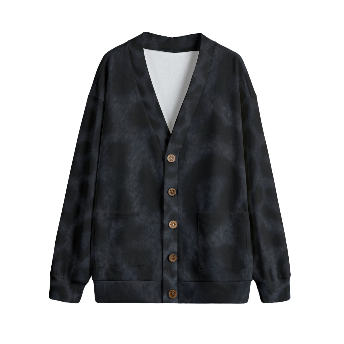 All-Over Print Unisex V-neck Knitted Fleece Cardigan With Button Closure (PAEWD)