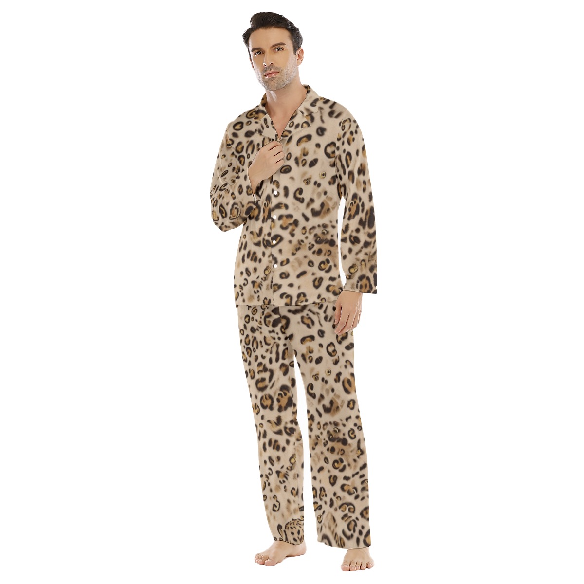 All-Over Print Men's Lapel Pajama Set (PAH5J)