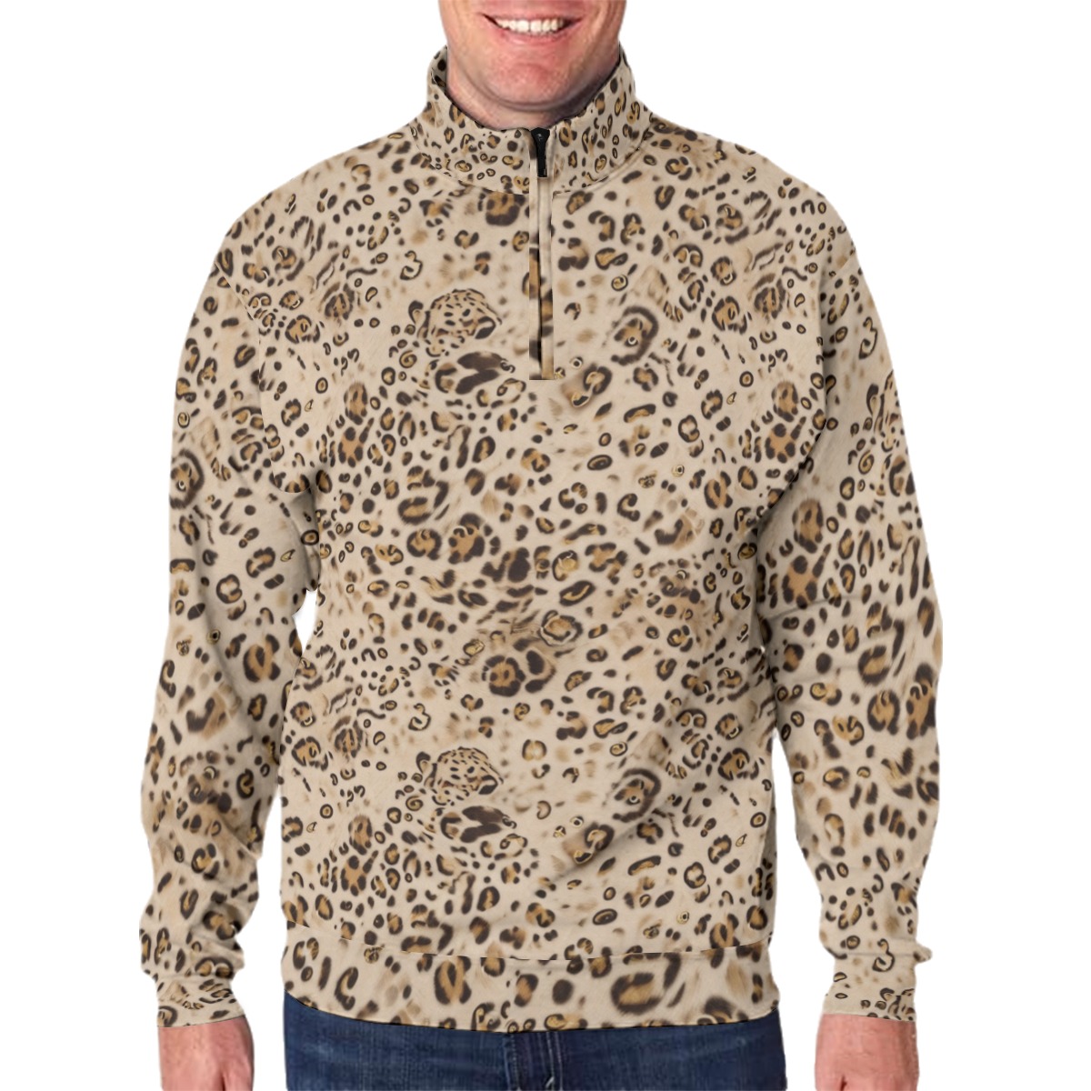 All-Over Print Men's Hidden Half-Zip Placket Hoodie (PAH1V)