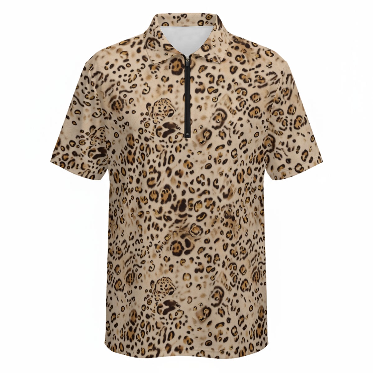 All-Over Print Men's Polo Shirt With Half-Zip|210GSM (PAH2E)