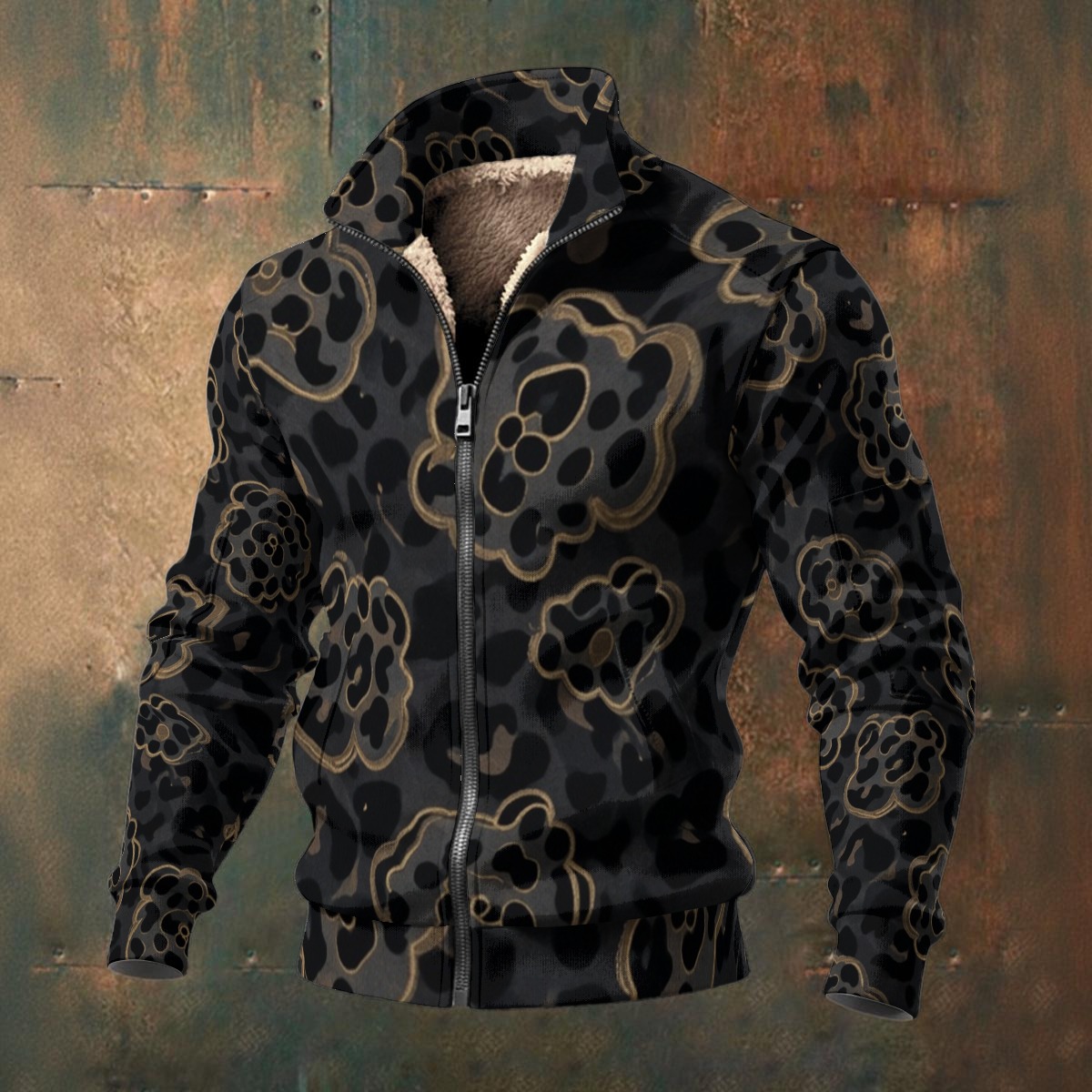 All-Over Print Men's Thick Knit Fleece Jacket (PAPRZ)