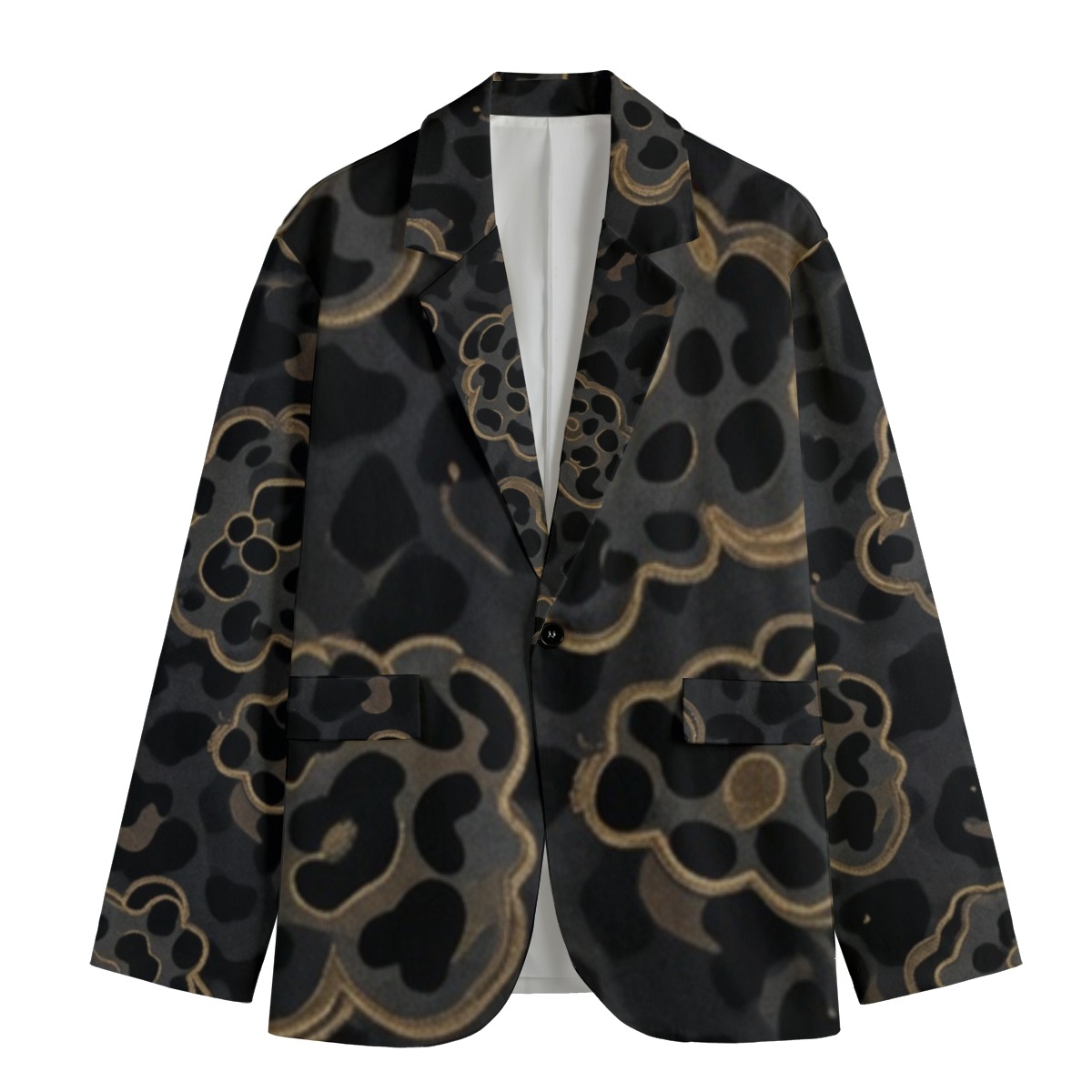 All-Over Print Men's Casual Flat Lapel Collar Blazer | 245GSM Cotton (PAPS3)