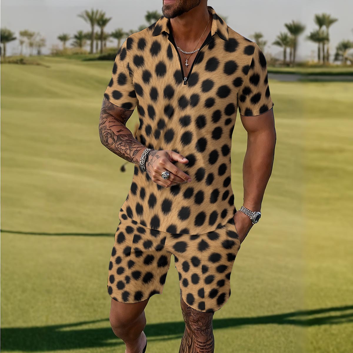 All-Over Print Men's Polo Sportswear Set (PAQLL)