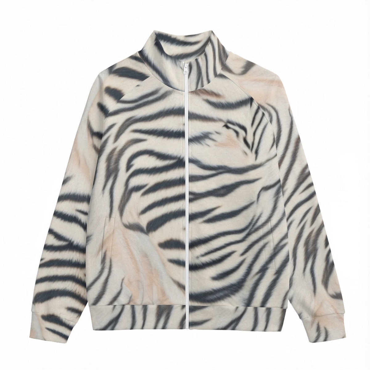 All-Over Print Unisex Stand Up Collar Jacket With Raglan Sleeve With White Zipper | 310GSM Cotton (PAS4J)